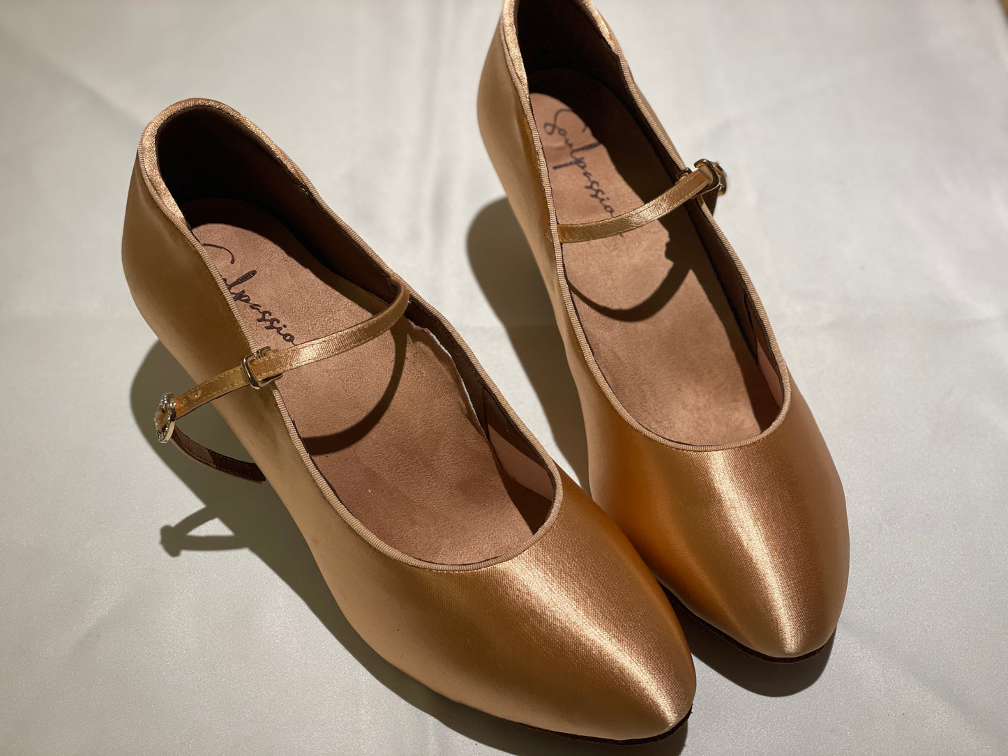 Style 203 - Elegency - Light Tan Satin - 4.5/5.5/7.5cm Flared Heels