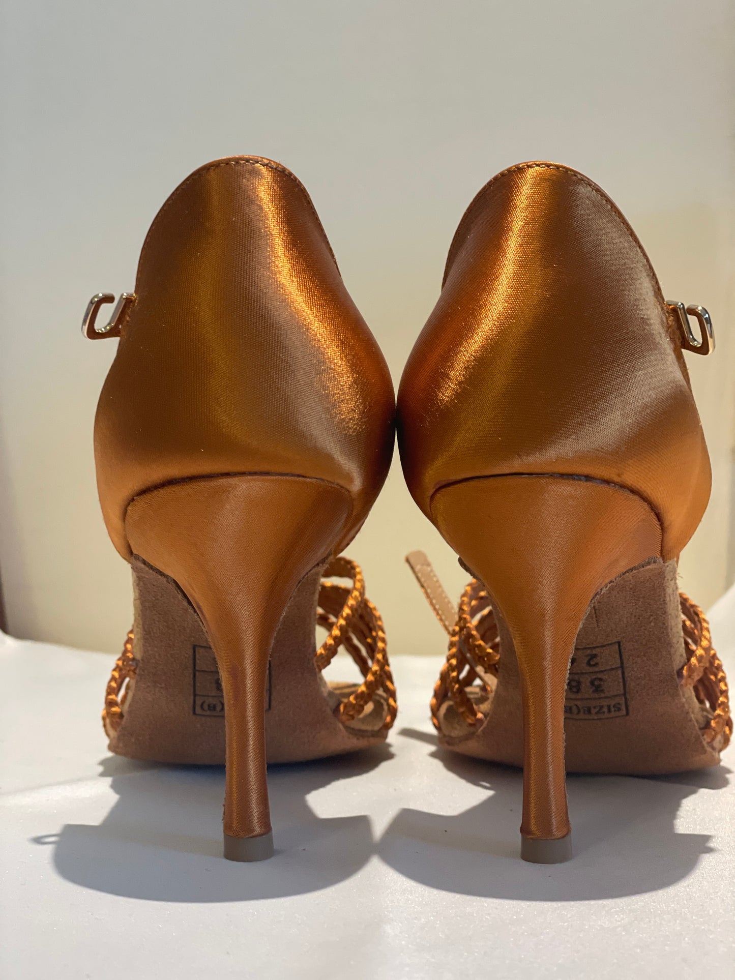 Style 101 - Intuition - T-bar Dark Tan Satin Twist Strap