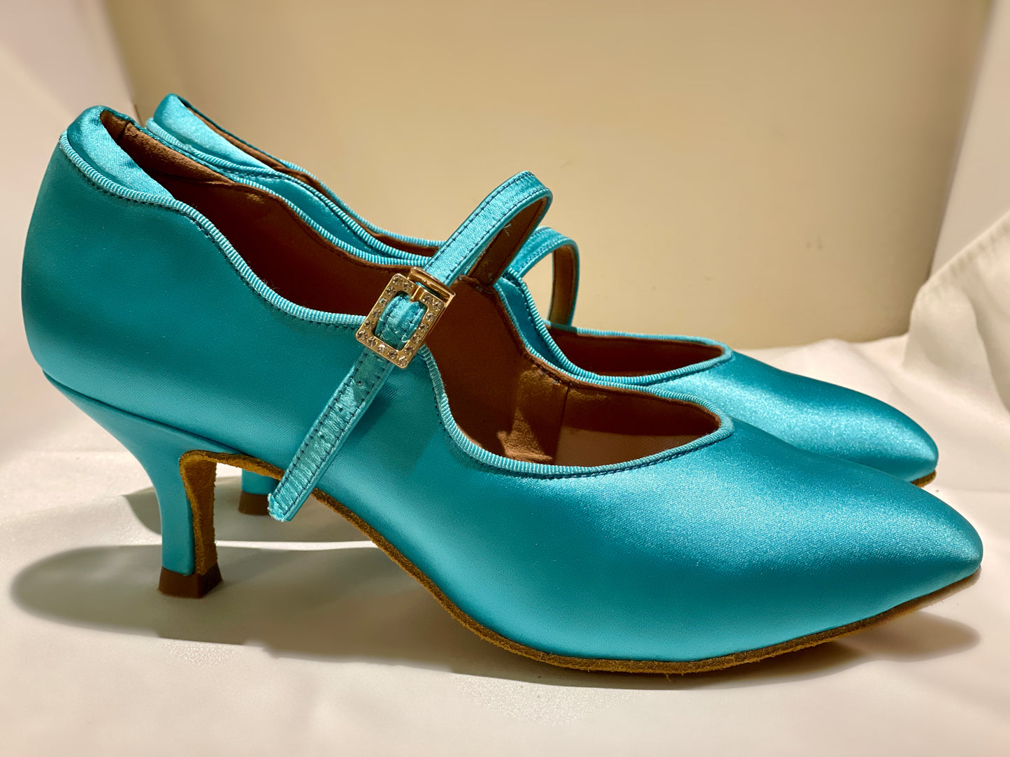 Style 211 - Luxurious Collections - Aqua Blue Italian Satin - 6cm Heel