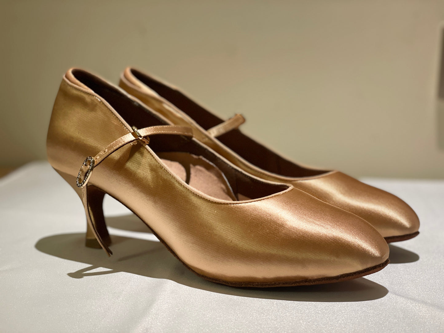 Style 203 - Elegency - Light Tan Satin - 4.5/5.5/7.5cm Flared Heels