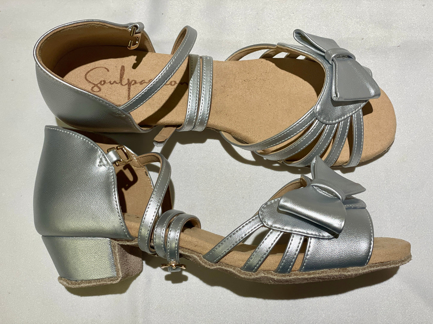 Style 602 - Princess - Bow - White/Silver Leather 3.5cm Heels