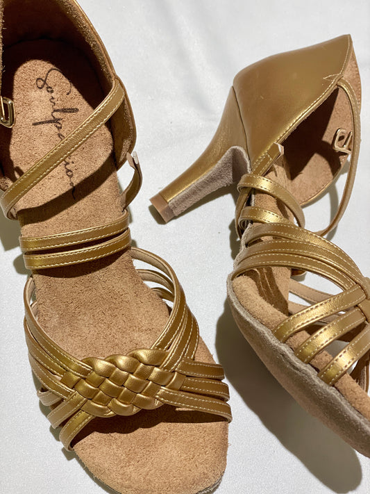 Style 103 - Queen - Gold Leather 7.5cm Straight
