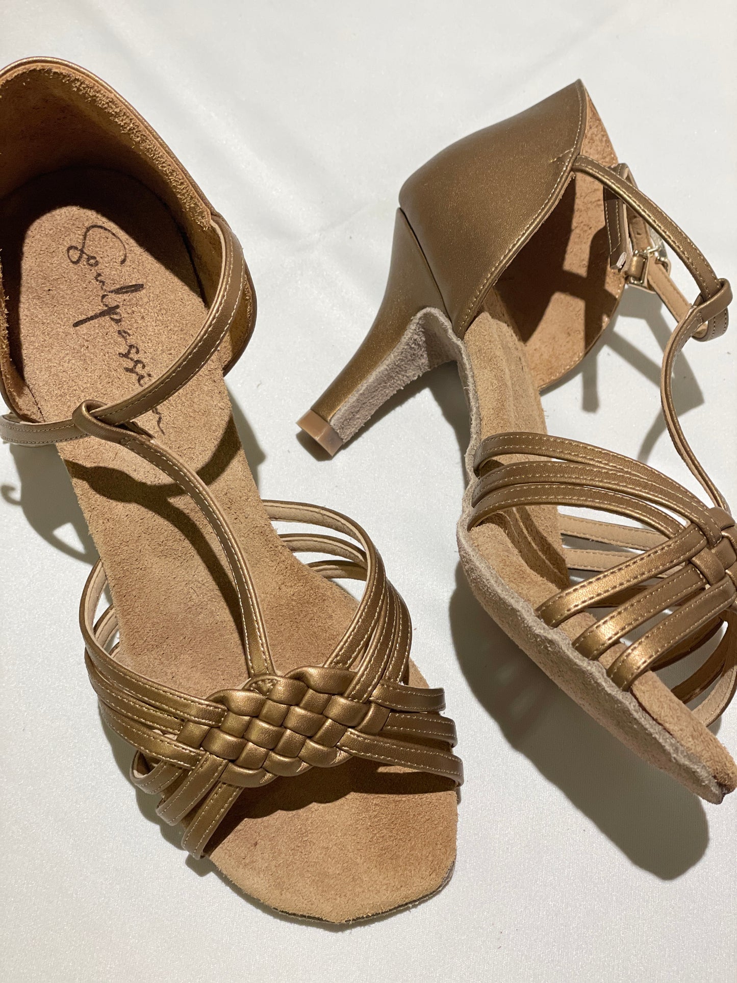 Style 104 - Rising - T-bar Dark Tan Leather 7.5cm Straight