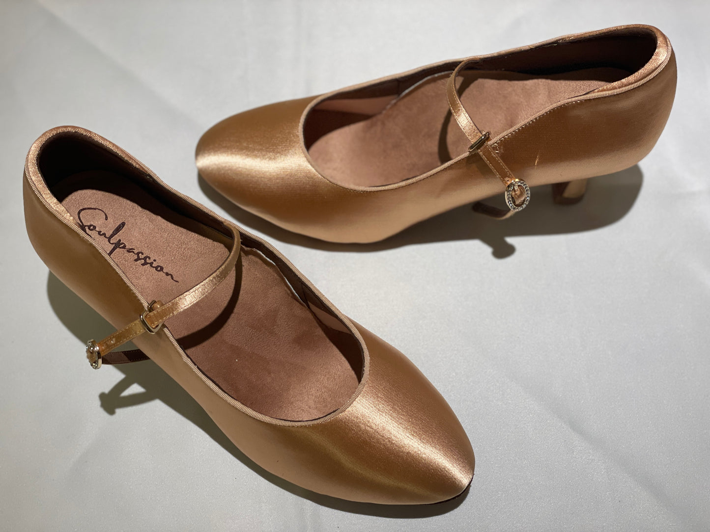 Style 203 - Elegency - Light Tan Satin - 4.5/5.5/7.5cm Flared Heels