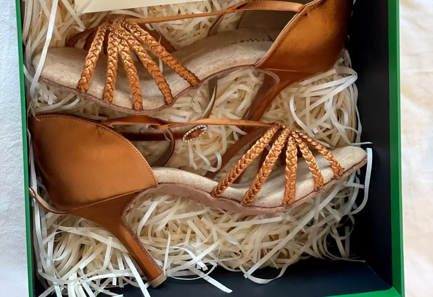 Style 101 - Intuition - T-bar Dark Tan Satin Twist Strap