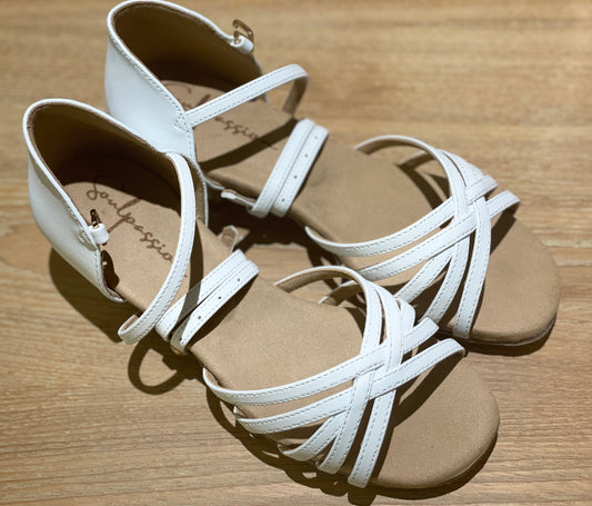 Style 601 - 5 Straps - White Leather 3.5cm Heels