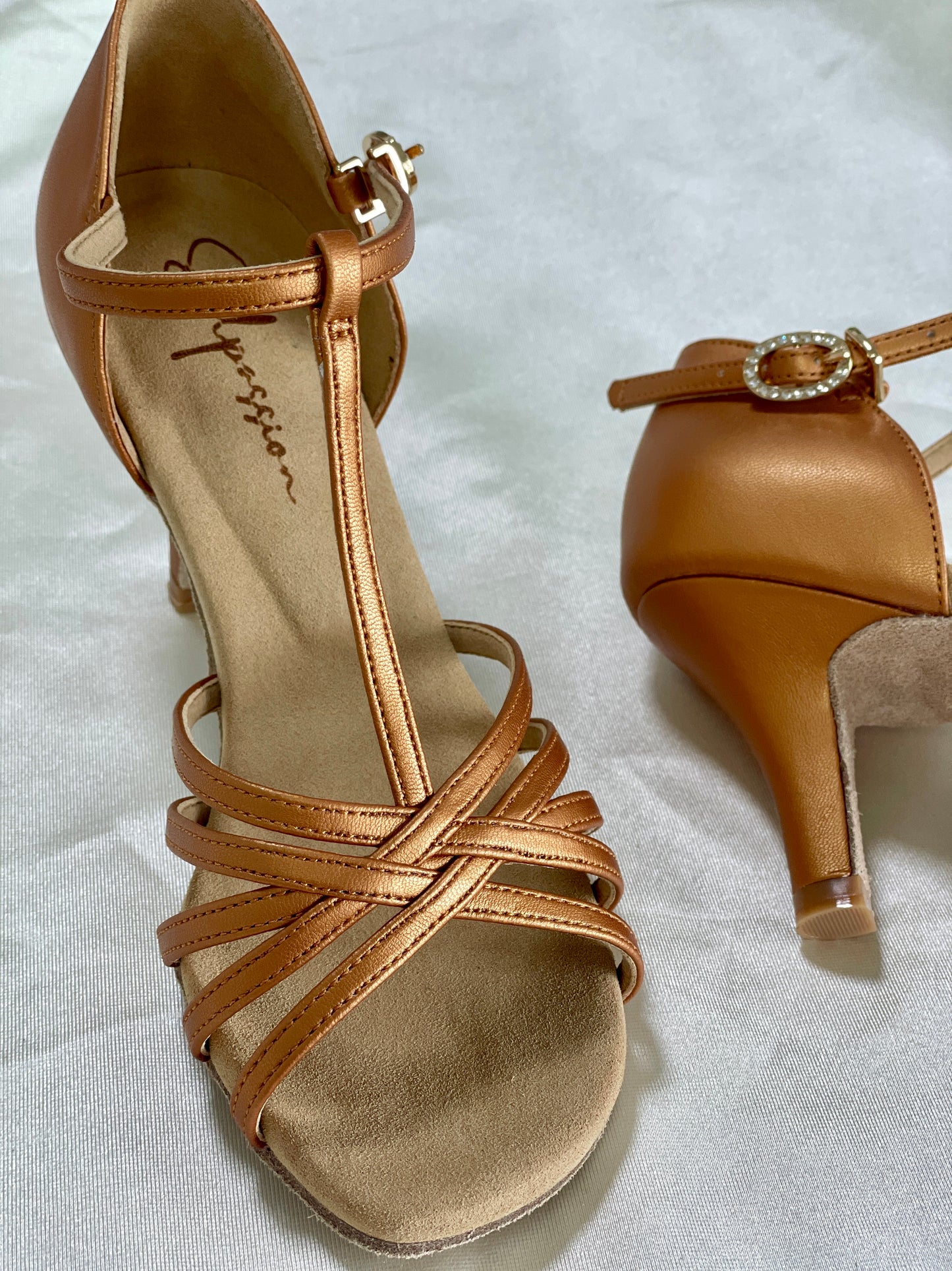 Style 102D - Must-Have T-bar 7.5cm Straight Heel Dark Tan Leather