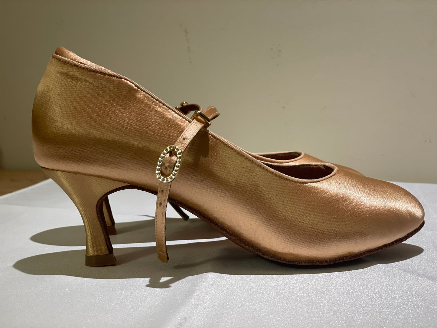 Style 203 - Elegency - Light Tan Satin - 4.5/5.5/7.5cm Flared Heels
